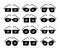 Vector illustration of frameless glasses. Flat icon set of reading rimless eyeglasses. Sunglasses. Isolated objects