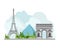 Vector illustration France travel landmarks