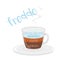 Vector illustration of a Freddo coffee cup icon with its preparation and proportions
