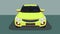 Vector or Illustration of front sport car yellow color. Visible interior version.