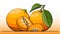 Vector illustration of fruit tangerines on line.