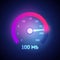 Vector Illustration Fuel Internet Speedometer. 100 mb Speed Icon. Megabit Download Flatrate.