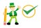 Vector illustration fun holiday leprechaun and green checklist flat design cartoon style