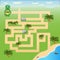 Vector illustration is a fun maze game for kids. Help the turtle find the beach.