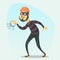 Vector illustration - funny cartoon Burglar carrying a bunch of skeleton keys