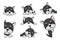 Vector illustration of funny cartoon dog, Collection of dog faces that spy on you