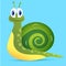 Vector illustration. Funny cartoony snail on a blue background
