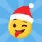 Vector illustration of funny christmas emoji. Festive face