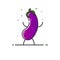 Vector illustration of funny eggplant character cartoon isolated in line style.
