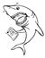 Vector illustration of funny shark with dental invoice in its fin.