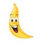 Vector illustration of a funny and smiling banana character