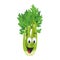 Vector illustration of a funny and smiling celery in cartoon style