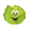 Vector illustration of a funny and smiling lettuce in cartoon style