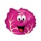 Vector illustration of a funny and smiling purple cabbage in cartoon style