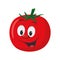 Vector illustration of a funny and smiling tomato in cartoon style