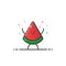 Vector illustration of funny watermelon character cartoon isolated in line style.