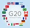 Vector illustration of G-20 countries flags. The Group of Twenty