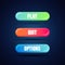 Vector illustration game UI set of buttons. GUI to build games. Modern flat gradient coloful button for mobile, web or video games