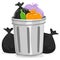 Vector Illustration of Garbage Can full of Garbage Bags