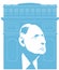 Vector illustration of general Charles De Gaulle in the arch of triumph