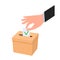 Vector illustration of the general election. Ballot box and hand lowering the form with his vote