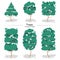 vector illustration of geometic shape trees on white background.