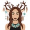 Vector illustration of girl with deer ears and horns, flower, feather and wreath