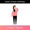 Vector illustration of a girl who and feels tired. A person with symptoms of a heart attack feels unusually tired for no reason.
