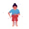 Vector illustration of a girl who sits on the toilet, holding her hand to her stomach. A person has problems with the work of the