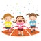 Vector illustration of girls on a race track on a white background