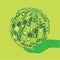 Vector and illustration globe with hand and set of ecological,ecofriendly,green,recycling icons objects background.Concept.