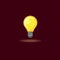 Vector illustration of a glowing incandescent lamp, lighted bulb on dark background