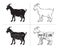 Vector illustration goat cuts diagram or chart. Goat black silhouette