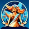 Vector illustration of the goddess of justice on a background of the sea. AI generated