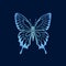 Vector illustration of gradient butterfly on blue background