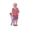 Vector illustration of grandmother and her grandson standing in pleasant anticipation.