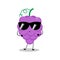 Vector illustration of grape character with cute expression, arrogant, stylist, sunglasses