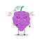 Vector illustration of grape character with cute expression, sad, upset, angry