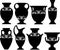 Vector illustration of Greek vases and amphora