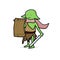 Vector illustration of green goblin holding sword and shield