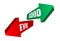 Vector illustration green and red arrows signs with words Evil and Good