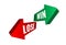 Vector illustration green and red arrows signs with words Lose and Win