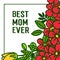 Vector illustration greeting card best mom with various elegant colorful flower frame