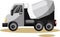 Vector illustration of grey cement mixer vehicle