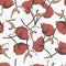 Vector illustration of a group of brown poppy flowers isolated on a white background. Seamless pattern