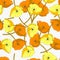 Vector illustration of a group of orange poppy flowers isolated on a white background. Seamless pattern