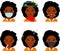 Vector illustration of groupe sick african american people female, pneumonia, temperature, sneeze, headache.