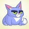 Vector illustration of grumpy blue cat. Cute little cartoon cat with a grumpy expression.