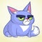 Vector illustration of grumpy blue cat. Cute little cartoon cat with a grumpy expression