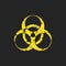 Vector illustration of a grunge biohazard warning sign. An infected sample, yellow and black hazard symbol with shabby